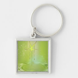 Nyckelkedja för fallande stjärnor fyrkantig silverfärgad nyckelring