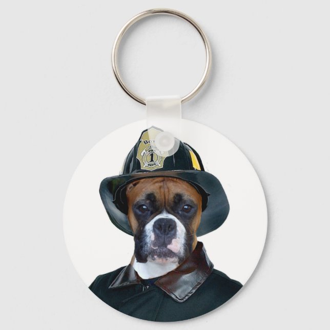 Nyckelkedja för Fireman boxer-hund Nyckelring (Framsida)