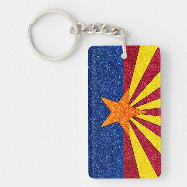 Nyckelkedja för flagga i glitter Arizona (Framsidan)