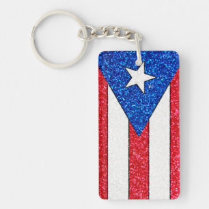 Nyckelkedja för flagga i glitter Puerto Rico