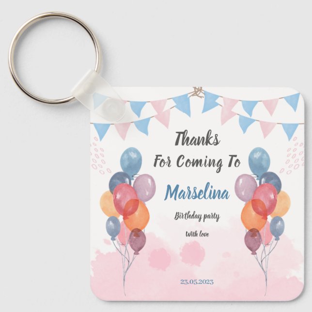 Nyckelkedja för födelsedagsfest av vattenfärgad ba nyckelring (Framsida)