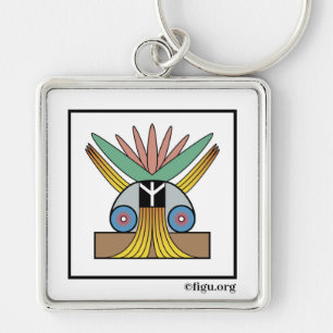 Nyckelkedja för fred fyrkantig silverfärgad nyckelring