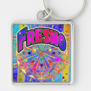 Nyckelkedja för Fresno Cosmic Unity Fyrkantig Silverfärgad Nyckelring