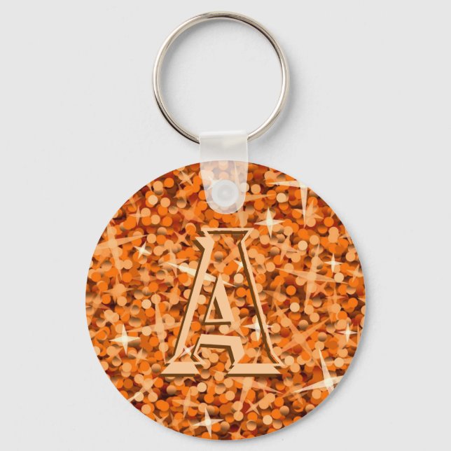 Nyckelkedja för Glitz-Orangen monogram Nyckelring (Framsida)