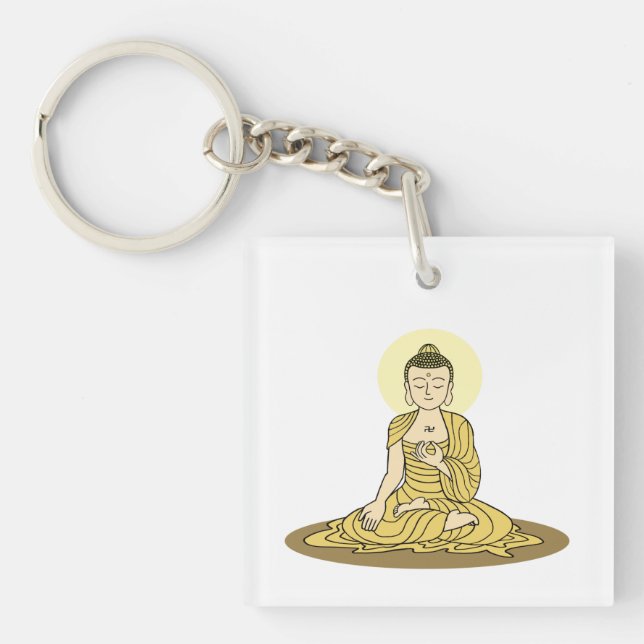 Nyckelkedja för Golden Serenity Buddha (Framsidan)