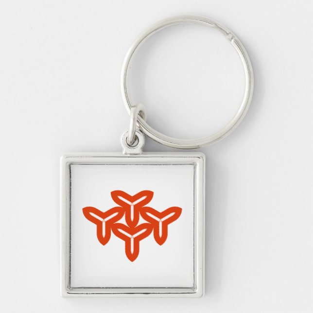 Nyckelkedja för gotiska blad Mönster Fyrkantig Silverfärgad Nyckelring (Framsidan)