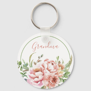 Nyckelkedja för Grandma Blommigt-Personlig   Redig Nyckelring