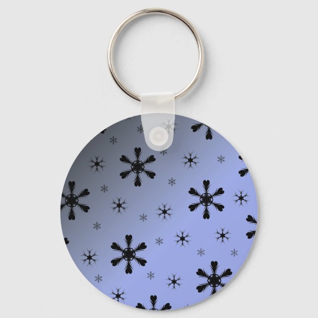 Nyckelkedja för grått Blue Snöflingor Nyckelring (Framsida)