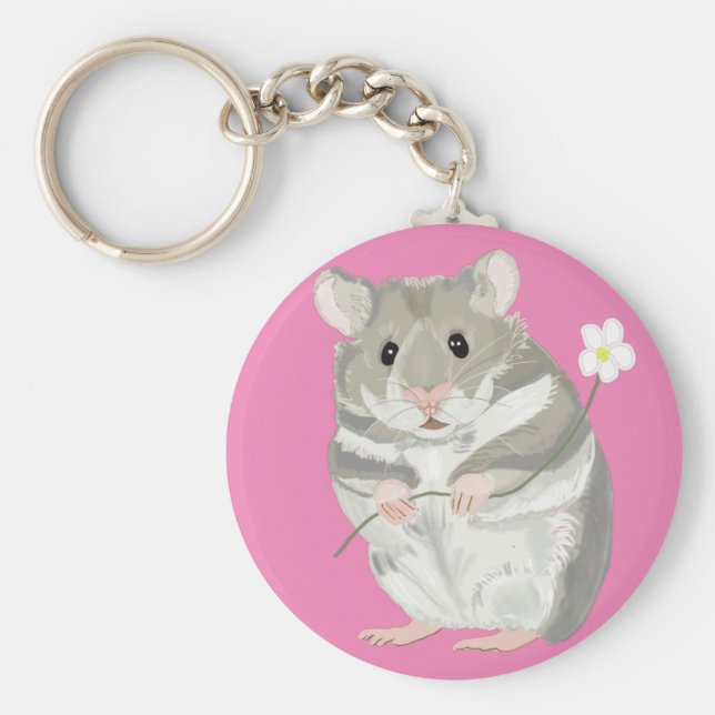 Nyckelkedja för grått och vita hamster nyckelring (Framsidan)