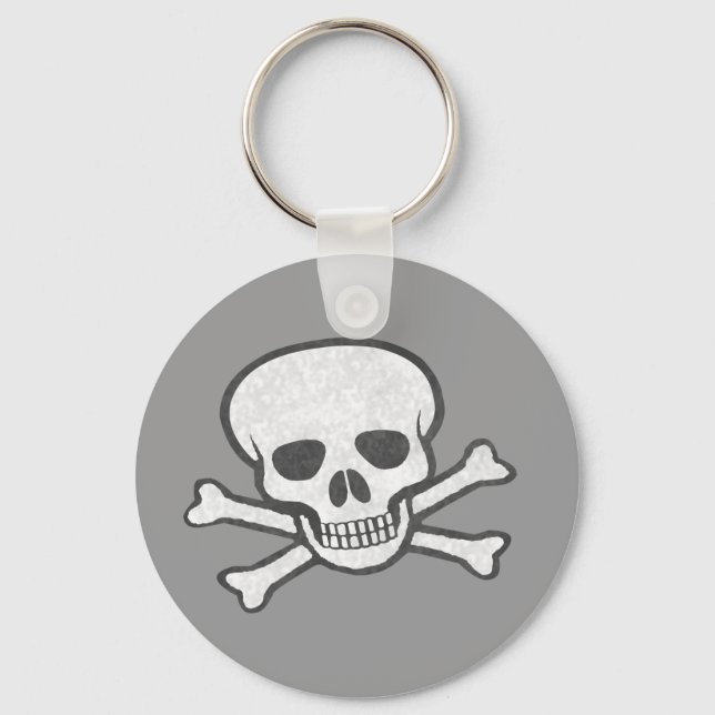 Nyckelkedja för grått Skull och korsben Nyckelring (Framsida)