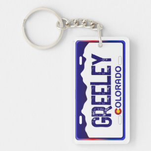 Nyckelkedja för Greeley Colorado Blue-registrering