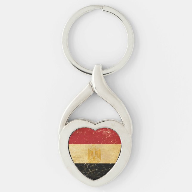 Nyckelkedja för Grunge Metall egypten Flagga-Vinta (Framsidan)