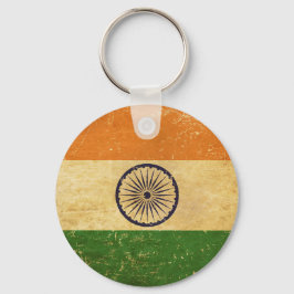 Nyckelkedja för Grunge-Vintage för indisk Flagga Nyckelring