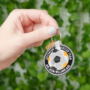 Nyckelkedja för guld, svart och vit ⚽ nyckelring