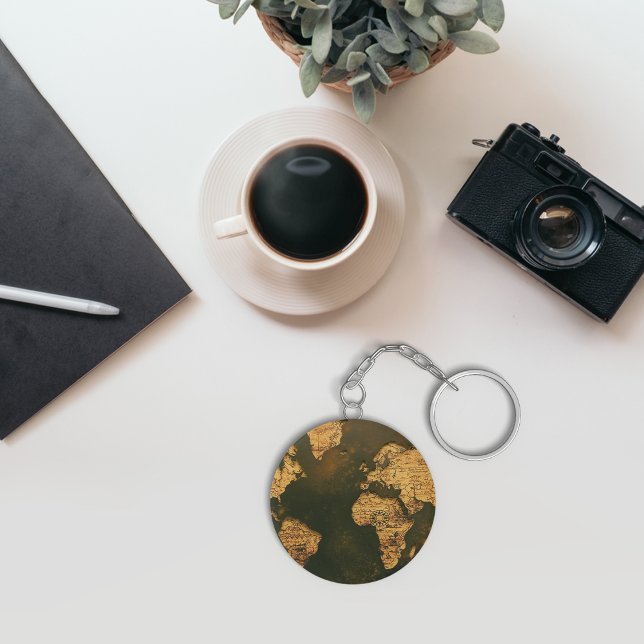 Nyckelkedja för illustration av världskarta nyckelring (World map illustration keychain
)