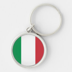 Nyckelkedja för italien-Flagga Rund Silverfärgad Nyckelring