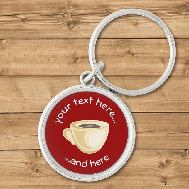 Nyckelkedja för kaffe Kopp Rund Silverfärgad Nyckelring (Skapare uppladdad)