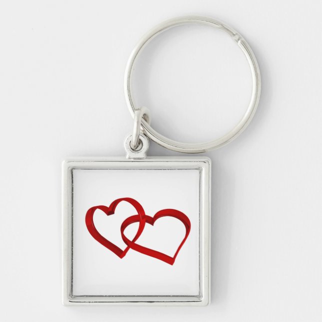 Nyckelkedja för länkade hörn fyrkantig silverfärgad nyckelring (Framsidan)