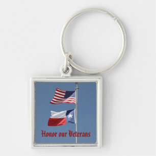 Nyckelkedja för Lone Star America Fyrkantig Silverfärgad Nyckelring