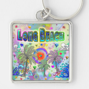 Nyckelkedja för Long Beach Deep Dream Keychain Fyrkantig Silverfärgad Nyckelring