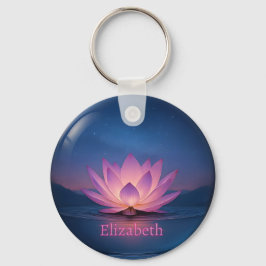 Nyckelkedja för Lotus Glass Sphere - anpassat namn Nyckelring