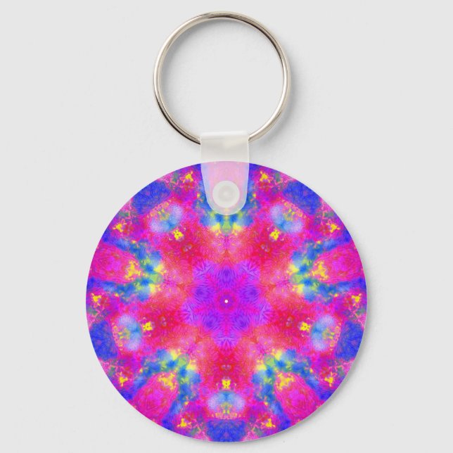 Nyckelkedja för magenta och blått mandala nyckelring (Framsida)