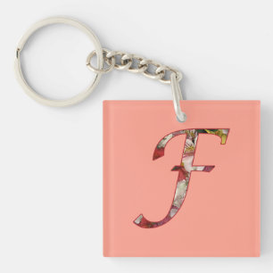 Nyckelkedja för Monogram F-Blommigt