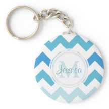 Nyckelkedja för Monogram Sea Blue Chevron