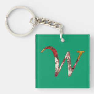 Nyckelkedja för Monogram W-Blommigt
