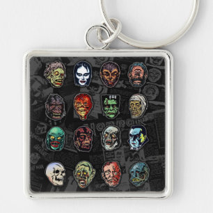Nyckelkedja för Monster Masks Färg Fyrkantig Silverfärgad Nyckelring