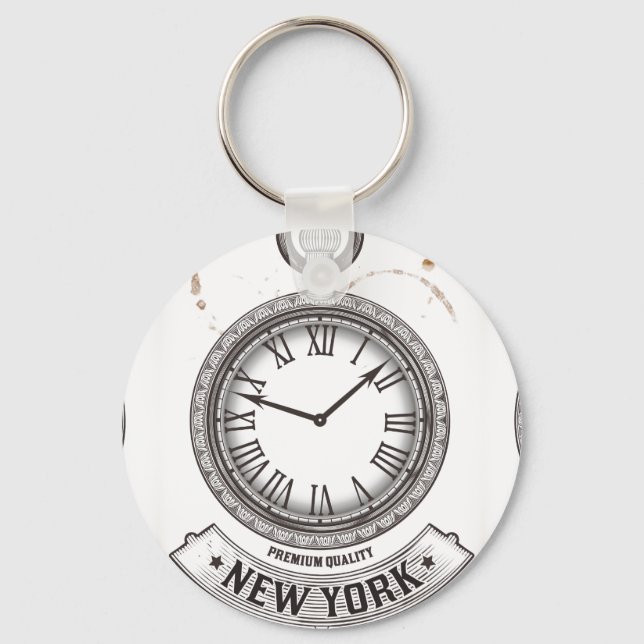 Nyckelkedja för New York Pocket Watch-knapp Nyckelring (Framsida)