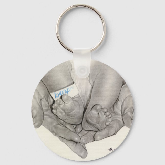 Nyckelkedja för nyfödda baby fötter händer nyckelring (Framsida)