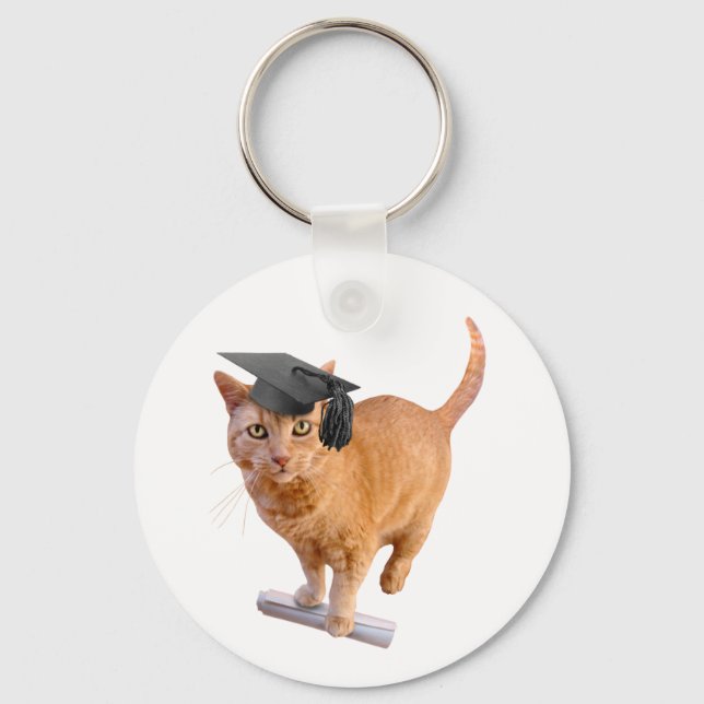 Nyckelkedja för orange Cat Grad Nyckelring (Framsida)