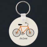 Nyckelkedja för orange, cykel nyckelring<br><div class="desc">En nyckelkedja med en illustration av en orange-cykel. Anpassa med ditt namn under cykel.</div>