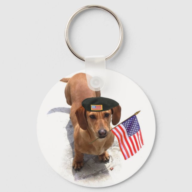Nyckelkedja för Patriotic Dachshund Nyckelring (Framsida)