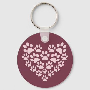 Nyckelkedja för Pawprint Heart-knappen Nyckelring