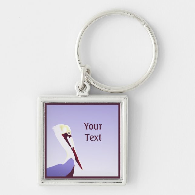 Nyckelkedja för Pelican Premium Anpassningsbar Fyrkantig Silverfärgad Nyckelring (Framsidan)