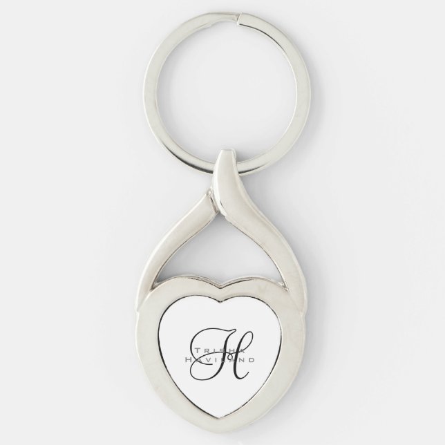 Nyckelkedja för personlig med Monogram (Framsidan)