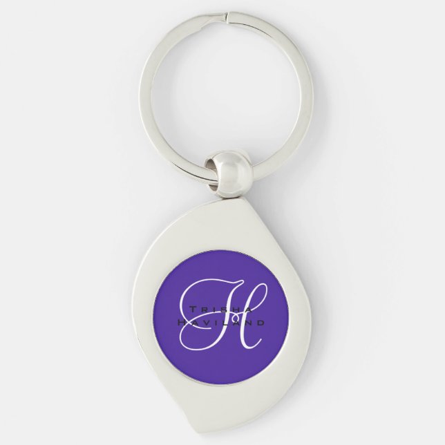 Nyckelkedja för personlig med Monogram (Framsidan)