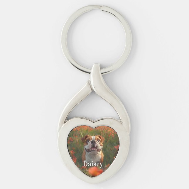 Nyckelkedja för personlig Pet Photo Hund älskare K (Framsidan)