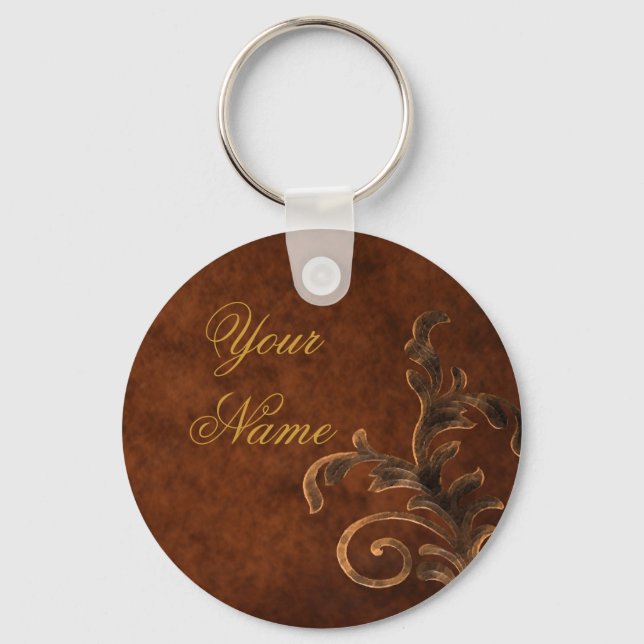 Nyckelkedja för personlig Rulla Löv Nyckelring (Framsida)