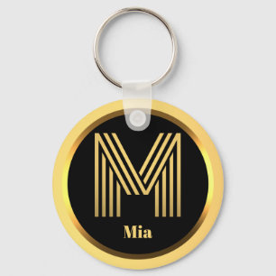 Nyckelkedja för Personligen Brev i Monogrammed Gul Nyckelring