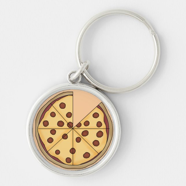 Nyckelkedja för Pizza Paj Rund Silverfärgad Nyckelring (Framsidan)