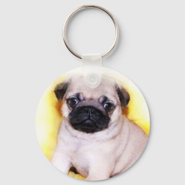 Nyckelkedja för Pug Puppy Nyckelring (Framsida)