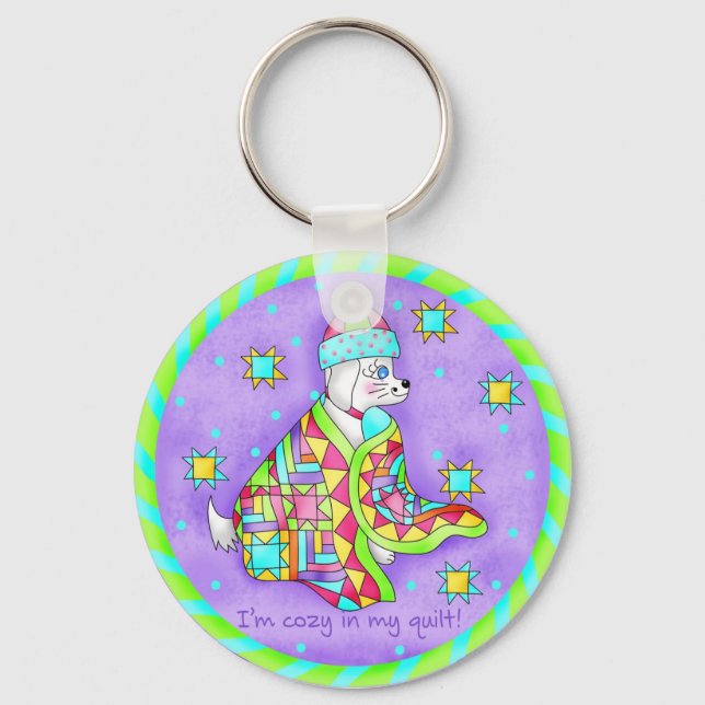 Nyckelkedja för Quilt Älskare Hund Nyckelring (Framsida)