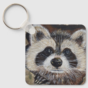 Nyckelkedja för Raccoon-målning Nyckelring