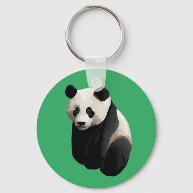 Nyckelkedja för realistisk Panda-Grönt Nyckelring (Framsida)