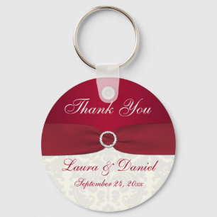 Nyckelkedja för Red and Ivory Damask Tack Nyckelring