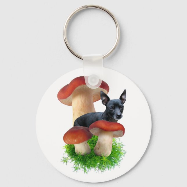 Nyckelkedja för Red Mushroom-Hund Nyckelring (Framsida)