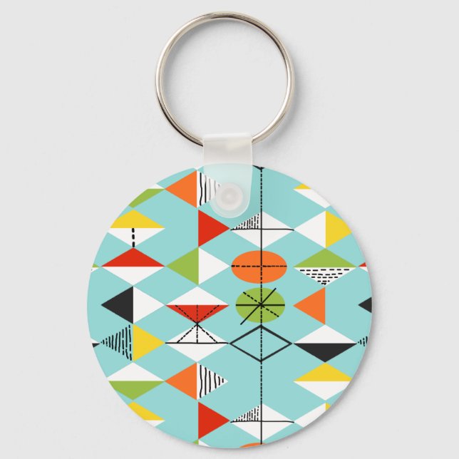 Nyckelkedja för Retro Harlequin Mönster Nyckelring (Framsida)